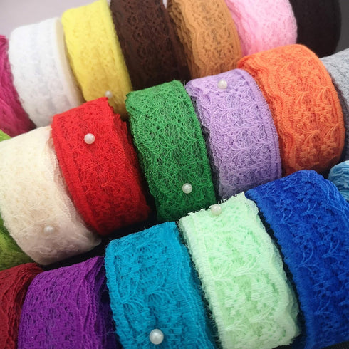 20 Rolls 200 Yards Mixed Color Floral Pattern Fabric Lace Ribbon...
