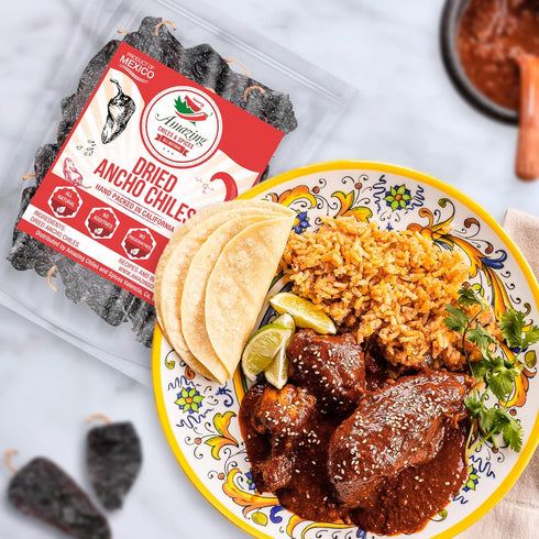 Dried Ancho Chiles Peppers 4 oz – Natural & Premium for Authentic Mexican Mole, Sauces, Stews, Salsas, and More! Sweet & Smoky Flavor with Mild to...