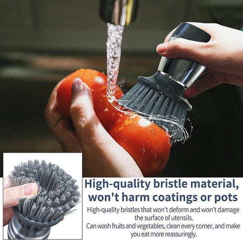 Dish brush with soap dispenser?Nylon Bristles Dish Brush and a Scrub Sponge Dish Brush,Kitchen Brush for Dish Pot Pan and Sink Cleaning?dish brush...
