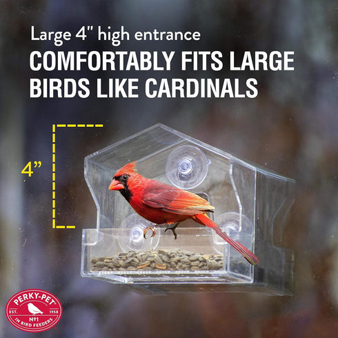 Perky-Pet 345 Clear Outdoor Window Bird Feeder with Strong Suction Cups – 1/2 Lb Seed Capacity...