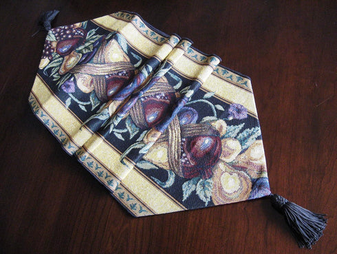 Manual Table Runner, Old World Italy Woven Tapestry with Tassels...