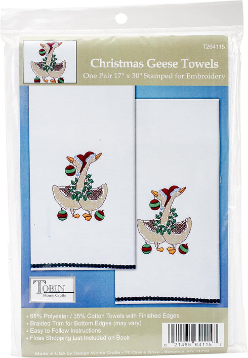 Tobin Christmas Geese Stamped for Embroidery Towels, Multi......