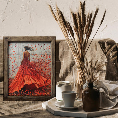 Posterizer 1 pcs-woman and cute colorful hearts-Valentine's day art -2-Romantic Art-Holiday Poster Collection-Gift for Couples boyfriend girlfrien...