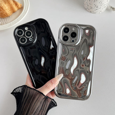 Caseative for iPhone 13 Pro Max Case, Water Ripple Wave Meteorite Bubble Pattern Chrome Plating Soft Compatible with iPhone Case (Fluorescent Silv...
