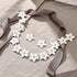EVER FAITH Flower Jewelry Sets for Women, Dainty Enamel Faux Pearl Bead Wedding Party Choker Necklace Hook Earrings Set Summer Beach Accessories f...