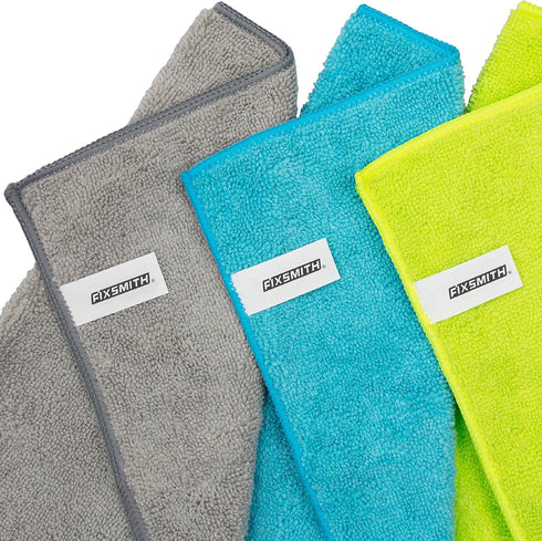 FIXSMITH Microfiber Cleaning Cloth - Pack of 8, Size: 12 x 16 in, Multi-Functional Cleaning Towels, Highly Absorbent Cleaning Rags, Lint-Free, Str...