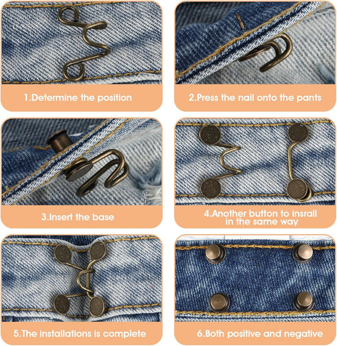 8Sets Pant Waist Tightener, Adjustable Jean Waist Tightener, Pant Waist Tightener Pants Clips for Waist Pins, No Sewing Brooch Tightening, Waistba...