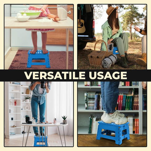 Utopia Home Folding Step Stool - (Pack of 1) Foot Stool with 9 Inch Height - Holds Up to 300 lbs - Lightweight Plastic Foldable Step Stool for Kit...