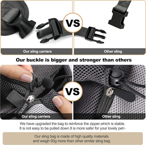 FDJASGY Pet Sling Carrier for Small Dogs Cats,Breathable Mesh Travelling Hand Free Puppy Backpack with Pouch and Adjustable Strap Carrier...