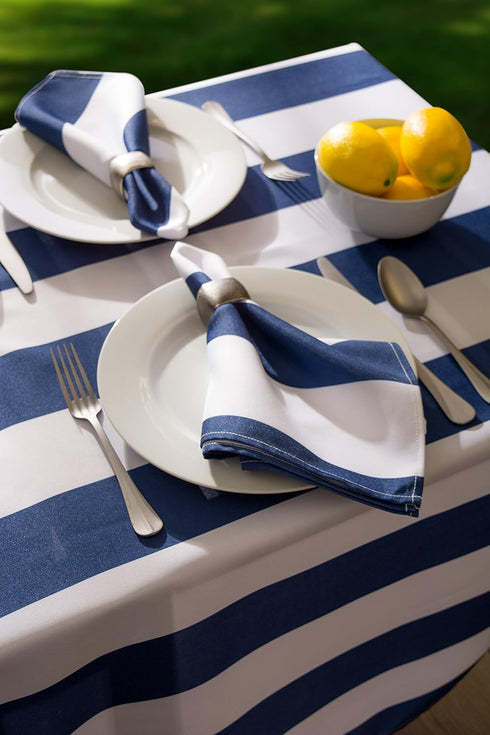 DII Cabana Stripe Outdoor Tabletop Collection, Water Resistant, Napkin (Set of 6), Nautical Blue...