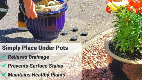 Extra Heavy Duty Pot Feet Risers 12 pack Hexagons & Adhesive Pads - Protect Healthy Plants - Strong Invisible Supports Small Large Flower Planters...