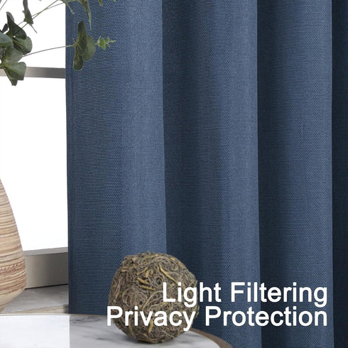 Home Queen 24 Inch Kitchen Curtain Tier, Water Repellent Short Curtain for Small Windows, Bathroom, Living Room, 2 Pack, Blue...