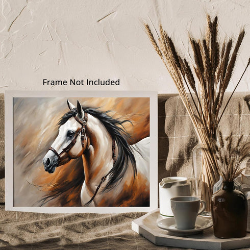 Posterizer 1 pcs- Beautiful white horse oil painting style-Art for Animal Lovers- Gift for Men Women Entrepreneur Teens-decor for Bedroom, Office,...