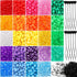 KAMJUNTAR 2810pcs Pony Beads Bracelet Making Kit,DIY Jewelry Making Kit Hair Beads 24 Colors Rainbow Plastic Kandi Beads 1000 Elastic Rubber Bands...