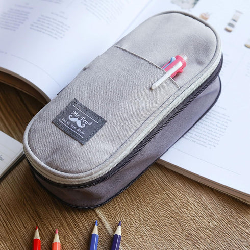 Mr. Pen- Pencil Case, Pencil Pouch, Grey, Pen Bag, Large Pencil Bag, School Supplies, Cute Pencil Bag for Kids, Fabric...