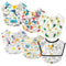 6 Pcs Baby Feeding Bibs Toddler Waterproof Bib Set with Crumb Catcher Pocket Infant Adjustable Baby Teething Bib Babies Food Bibs Keepsake Gift fo...