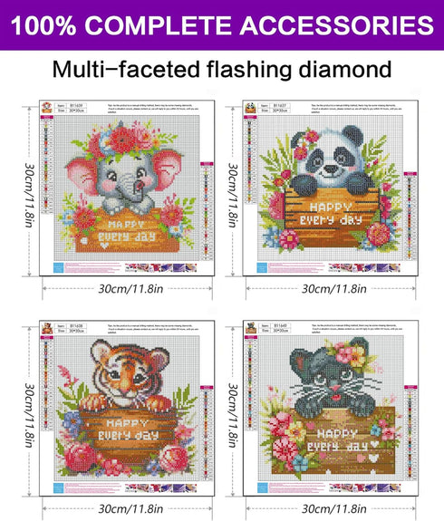 croshom 4 Pack Diamond Painting Kits for Adults, 5D Animals Diamond Art Kits for Beginner Cat Gem Art Full Drill gem art with Diamonds for Adults ...
