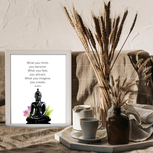 Posterizer 1 pcs-Buddha what you think you become-Quotes and Poems-Famous Figures Art Collection-Gift For Yoga, Buddhism, Meditation , philosophy ...