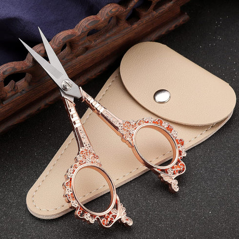 Sewing Scissors Embroidery Scissors, 4.5in Rose Gold Crochet Scissor with Sheath for Craft Cross Stitch Needlework Artwork Thread Yarn Cutting...
