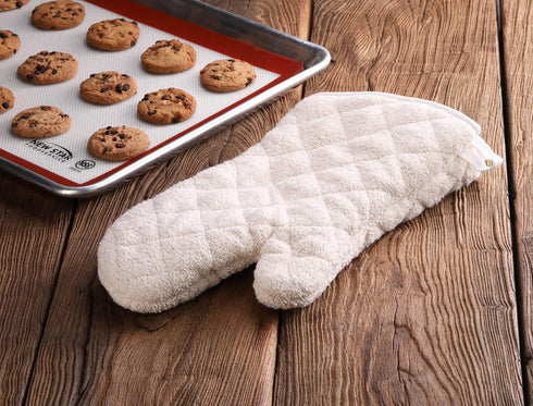 New Star Foodservice Oven Mitts with Extra Defense, up to 400F, Set of 2 (Tan (Terry Cloth), 13-Inch (Set of 2))...