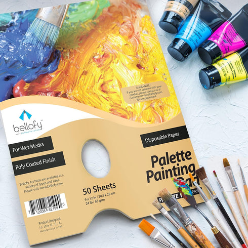 Bellofy 2X Palette Paper Artist Palette - Start Fresh with Disposable Paint Palette - 9x12 in Oil Paint Palette - Palette for Acrylic Painting for...