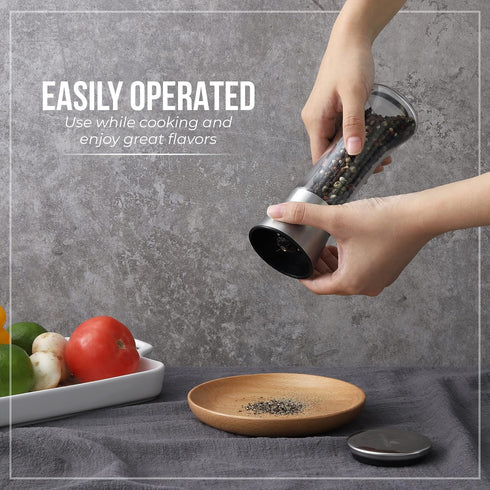 Pepper Grinder or Salt Shaker for Professional Chef - Best Spice Mill with Brushed Stainless Steel, Special Mark, Ceramic Blades and Adjustable Co...