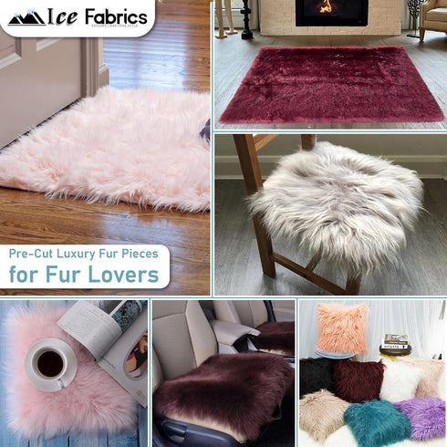 Faux Fur Fabric Squares - 10x10 Inches Pre-Cut Craft Fur Fabric - Shaggy Mohair Fabric for Costumes, Apparel, Rugs, Pillows, Decorations and More ...