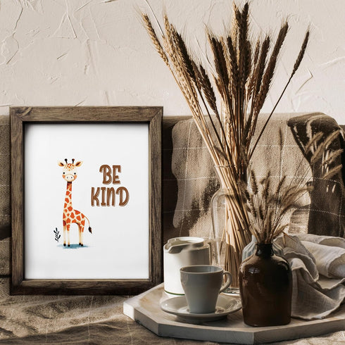 Posterizer 1 pcs-be kind-cute giraffe quote-Kids Room Art-Motivational & Inspirational Art-Gift for Daughter, Son, Kids-decor for nursery toddlers...