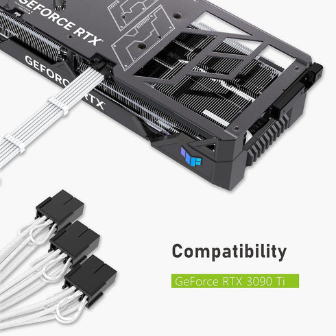 EZDIY-FAB GPU Power Sleeved Cable Extension, 16pin(12+4) 12VHPWR PCIe 5.0 Connector Male to 3X PCIE 8 PIN for RTX 4070Ti/4080/3090Ti, with Pre-Ins...