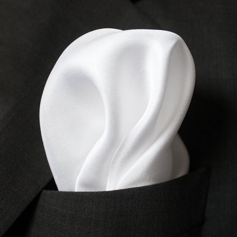 Fine White 100% Silk Pocket Square for Men Full-Sized 17"x17"...
