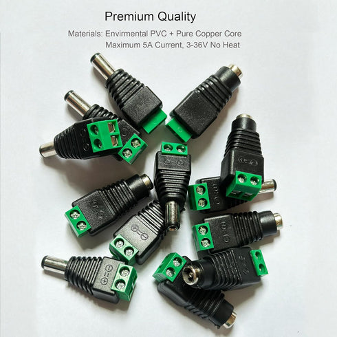 10 Pairs 12V Male+Female 2.1x5.5MM DC Power Jack Plug Adapter Barrel Connector for CCTV Security Camera Led Strip...