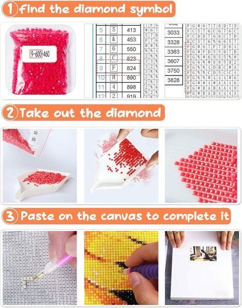 Zariocy 5D Diamond Art Painting Kits Flower, DIY Square Diamond Paint with Diamonds Art by Numbers, Crystal Embroidery Cross Stitch, Canvas for Ho...