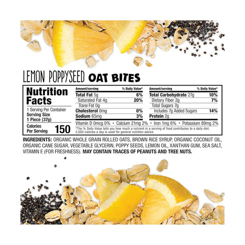 Bobo's Oat Bites, Lemon Poppyseed, 1.3 Ounce (5 Count Box)...