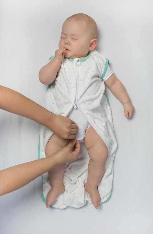 Amazing Baby Microfleece Sleeping Sack, Wearable Blanket with 2-Way Zipper, Use After Swaddle Transition, Playful Dots, Blue, Small 0-6 Month...