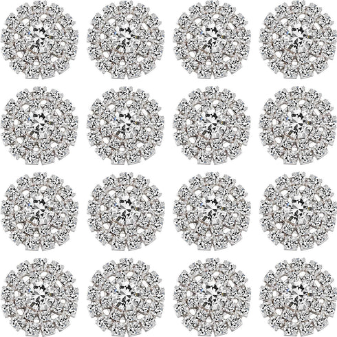 Hicarer Rhinestone Embellishments 19 mm Sew on Rhinestones Gems Button Accessory Silver Glass Crystals Buttons for DIY Jewelry Crafting Sewing Clo...