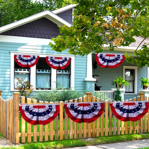 OZ American Bunting Flag, US Pleated Fan Bunting, Patriotic Banner, Fence Banner, Curtain Banner, 4th of July Flag-pack of 2...