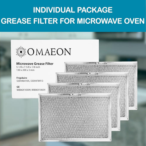 Frigidaire 5304464105, 5304509444, 5304478913 Microwave Grease Filter 5-1/16 x 7-5/8 x 1/8 Inches (Packed in Box) (4-Pack)...