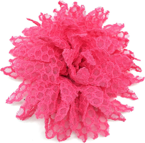 PEPPERLONELY 10PC Set Fuchsia Lace Petal Fabric Flowers, 4 Inch...