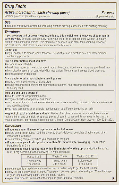 GoodSense Nicotine Polacrilex Uncoated Gum 4 mg (nicotine), Mint Flavor, Stop Smoking Aid; quit smoking with nicotine gum, 110 Count...