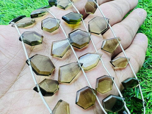 1 Strand Smoky Quartz 11 Pcs Beads Size 3.5x13-4.5x16.5mm Fancy Shape Cut Faceted Beads for Jewellery Making, Beading & Craft Supplies KCRAFTS-RK_...