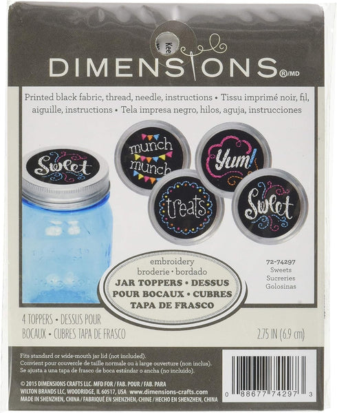 Dimensions 427702 Embroidery Kit Set of 4, Sweets Jar Topper......