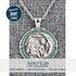 American Coin Treasures Buffalo Nickel Coin Pendant Necklace with Green Enamel | Silvertone 24" Rope Chain for Men & Women | Lobster Claw Clasp | ...