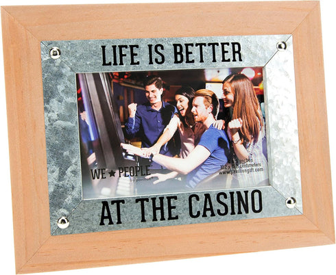 Pavilion Gift Company - Casino People - 9.5" x 7.5" Photo Picture Frame Self-Standing Casino Gambling Gambler Money Desk Home Decor...