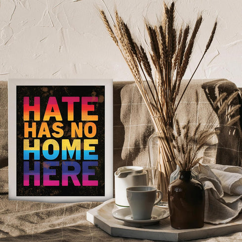 Posterizer 1 pcs-hate has no home here-welcoming sign-Gay & LGBTQ Art-Motivational & Inspirational Art-Gift for LGBTQ, Queer, Gay, Bi, Lesbian- UN...