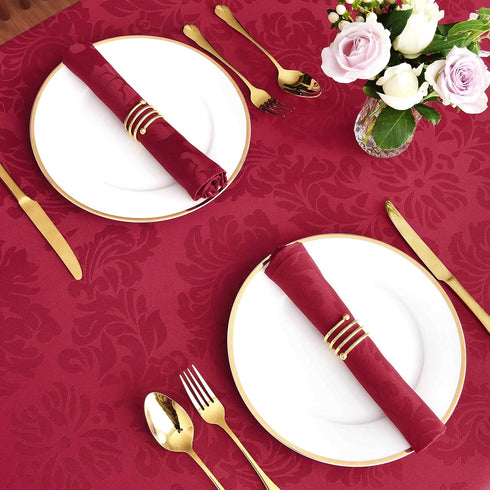 maxmill Jacquard Cloth Napkin 20 x 20 Inch Damask Pattern Solid Washable Polyester Dinner Napkins Set of 4 Pieces with Hemmed Edges for Family Hol...