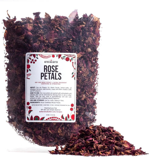 Dried Rose Petals | Edible, Food Grade Red Petals for Cooking and Tea | Suitable for Soap Making, Infused Oils, Lipgloss, Bath Bombs, Bath, Weddin...