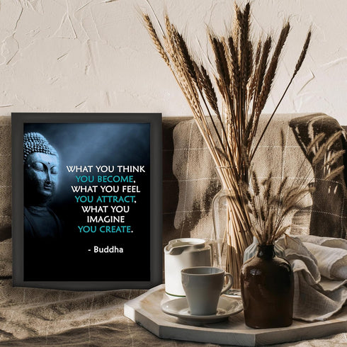 Posterizer 1 pcs-Spiritual Buddha Quotes-what you think you become-Motivational & Inspirational Art-Gift For Buddhism Meditation philosophy Fans- ...
