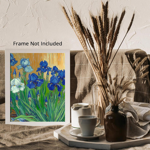 Posterizer 1 pcs-vibrant classics inspired-in oil painting style-vibrant blue flowers 2-Floral & Botanical Art-Vintage Art-Gift for Art Lovers- un...