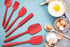 Heat Resistant Silicone Spatulas, Bakeware Set of 6 Non-Stick Ergonomic Cooking Baking Mixing Rubber Spatula Kitchen Utensils, Red...