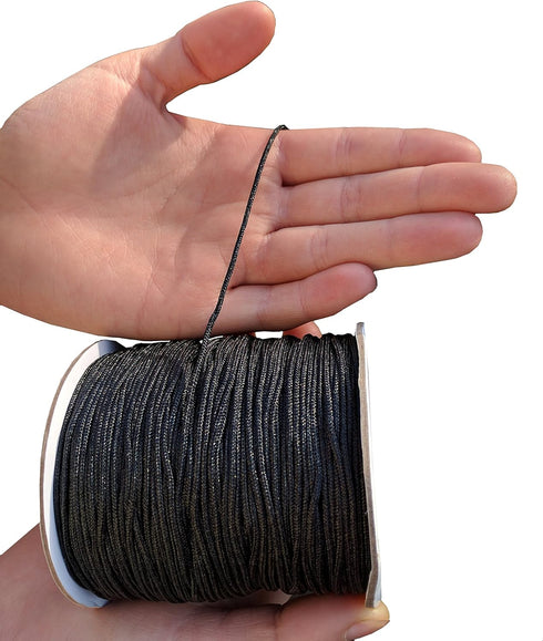 Black Nylon Braided Cord Extra Strong Multi-Use Thread 1.5mm x 175 Yards 160m Jewelry Making String Beading Shamballa Necklaces Bracelets Lift Sha...